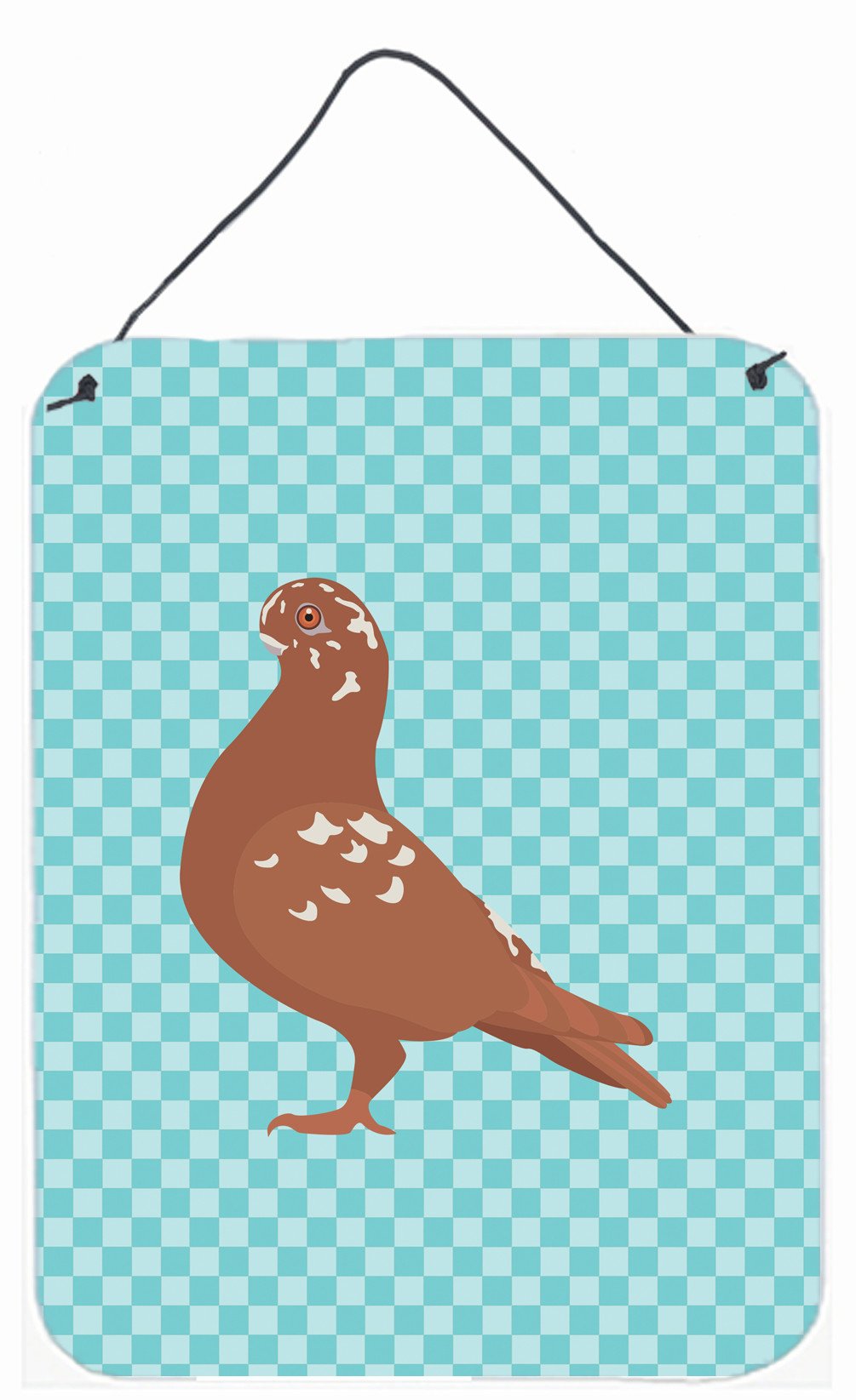 African Owl Pigeon Blue Check Wall or Door Hanging Prints Aluminum Metal Sign Kitchen Wall Bar Bathroom Plaque Home Decor Front Door Plaque, 12x16, Multicolor