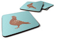 African Owl Pigeon Blue Check Foam Coasters Set of 4 Cup Coasters for Indoor Outdoor, Tabletop Protection, Anti Slip, Mouse pad Material