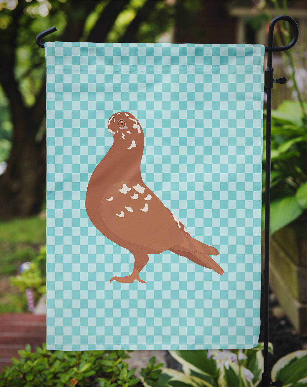 African Owl Pigeon Blue Check Garden Flag Mailbox Decorative Yard Banner Outside Patio Artwork for Flower Beds, Garden Size, Multicolor
