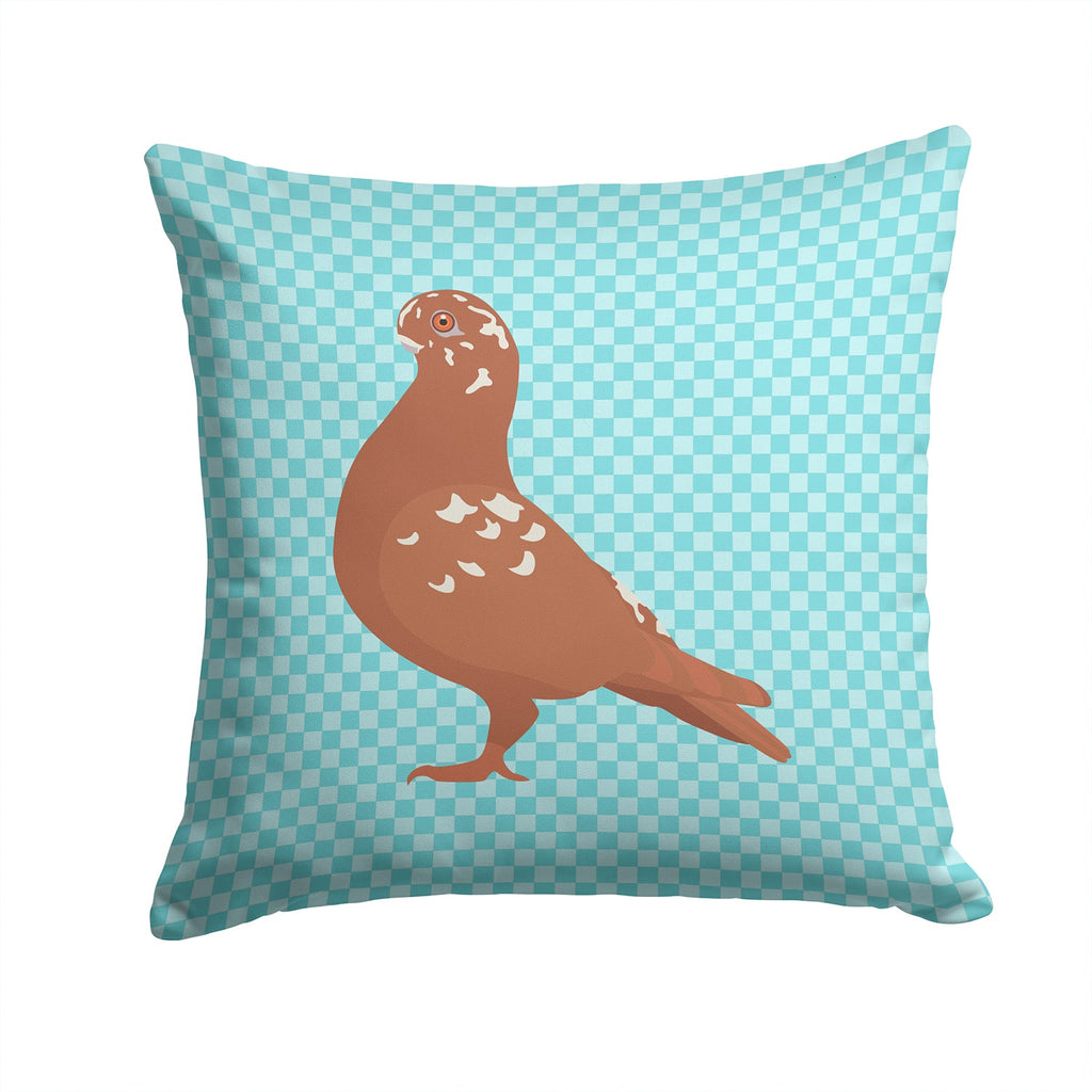African Owl Pigeon Blue Check Decorative Throw Pillow 14x14 Indoor Outdoor Accent Cushion, Fabric Cover with Insert for Sofa, Bed, Porch & Living Room