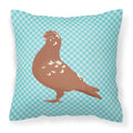 African Owl Pigeon Blue Check Decorative Throw Pillow 18x18 Indoor Outdoor Accent Cushion, Fabric Cover with Insert for Sofa, Bed, Porch & Living Room