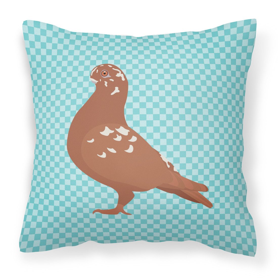 African Owl Pigeon Blue Check Decorative Throw Pillow 18x18 Indoor Outdoor Accent Cushion, Fabric Cover with Insert for Sofa, Bed, Porch & Living Room