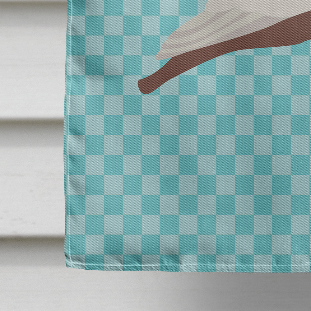English Pouter Pigeon Blue Check House Flag 28x40 Porch Sleeve Pole Decorative Outside Yard Banner Artwork Wall Hanging, Polyester