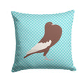 English Pouter Pigeon Blue Check Decorative Throw Pillow 14x14 Indoor Outdoor Accent Cushion, Fabric Cover with Insert for Sofa, Bed, Porch & Living Room
