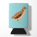 Golden Phoenix Quail Blue Check Can or Bottle Hugger Cooler Sleeve for Standard 12 oz Cans, Insulated Foam Beer & Soda Can Hugger Reusable
