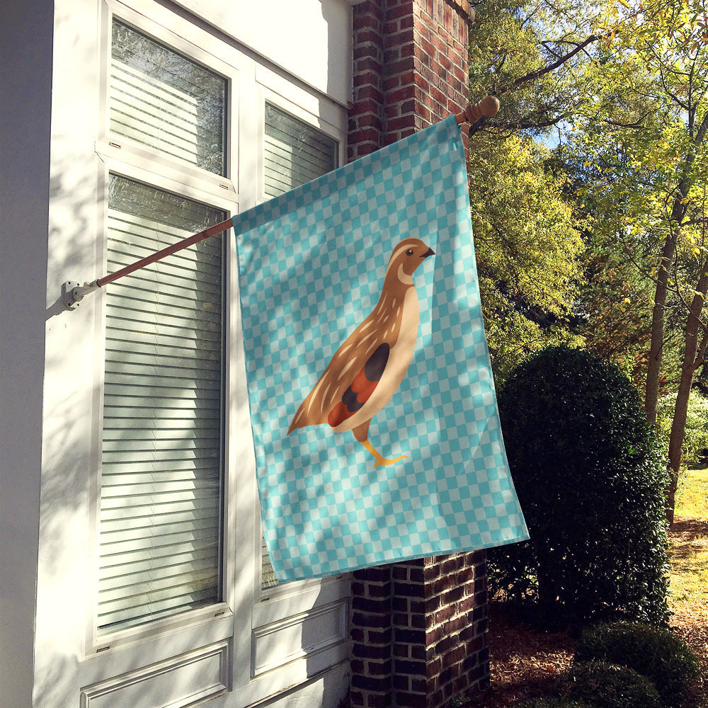 Golden Phoenix Quail Blue Check House Flag 28x40 Porch Sleeve Pole Decorative Outside Yard Banner Artwork Wall Hanging, Polyester