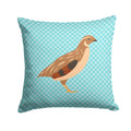 Golden Phoenix Quail Blue Check Decorative Throw Pillow 14x14 Indoor Outdoor Accent Cushion, Fabric Cover with Insert for Sofa, Bed, Porch & Living Room