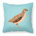 Golden Phoenix Quail Blue Check Decorative Throw Pillow 18x18 Indoor Outdoor Accent Cushion, Fabric Cover with Insert for Sofa, Bed, Porch & Living Room