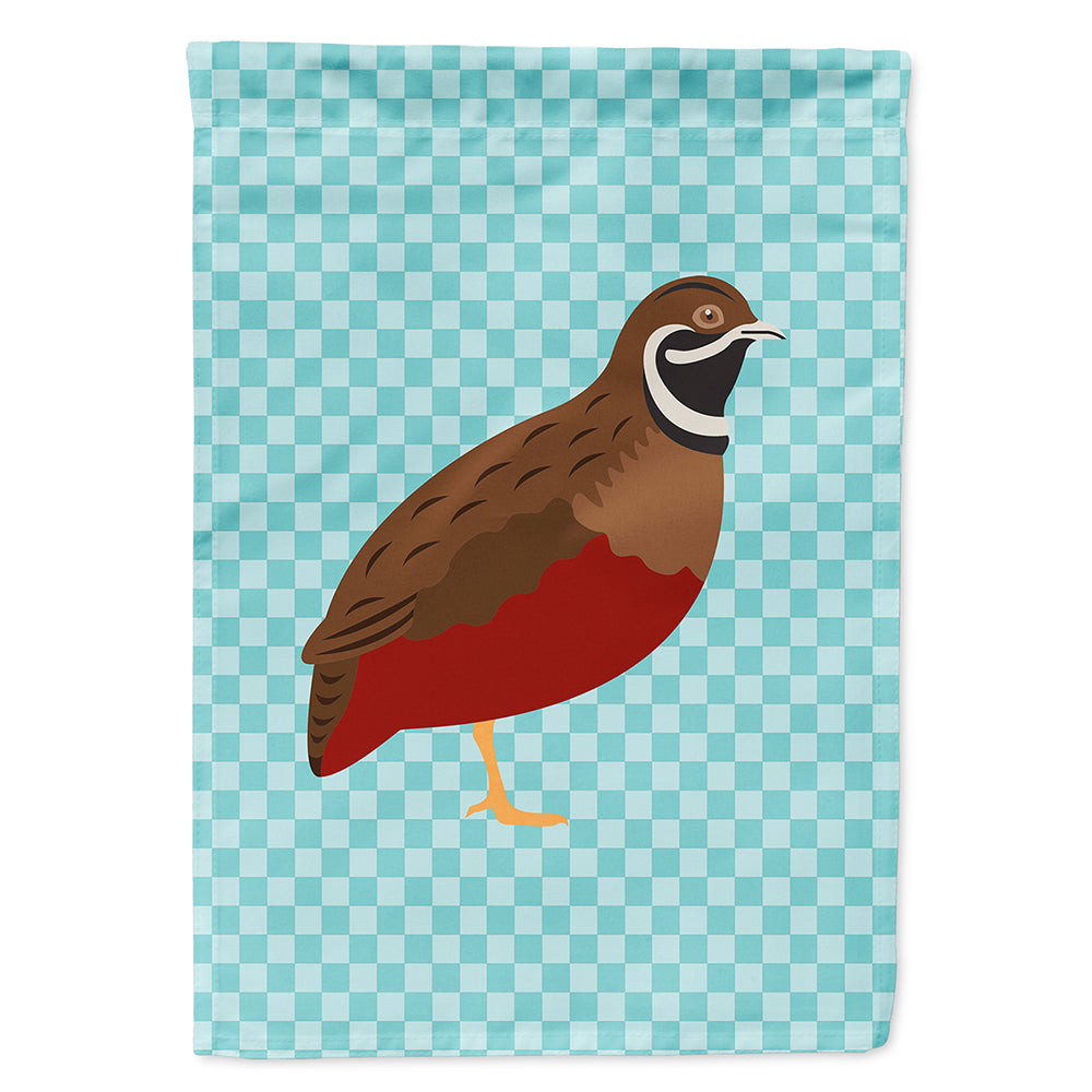 Chinese Painted or King Quail Blue Check House Flag 28x40 Porch Sleeve Pole Decorative Outside Yard Banner Artwork Wall Hanging, Polyester