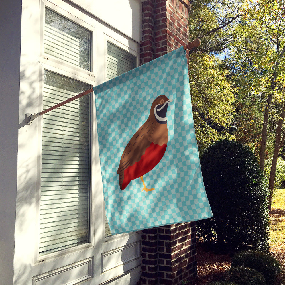Chinese Painted or King Quail Blue Check House Flag 28x40 Porch Sleeve Pole Decorative Outside Yard Banner Artwork Wall Hanging, Polyester