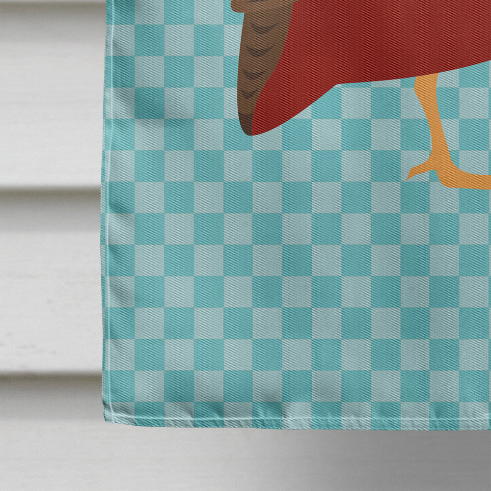 Chinese Painted or King Quail Blue Check House Flag 28x40 Porch Sleeve Pole Decorative Outside Yard Banner Artwork Wall Hanging, Polyester