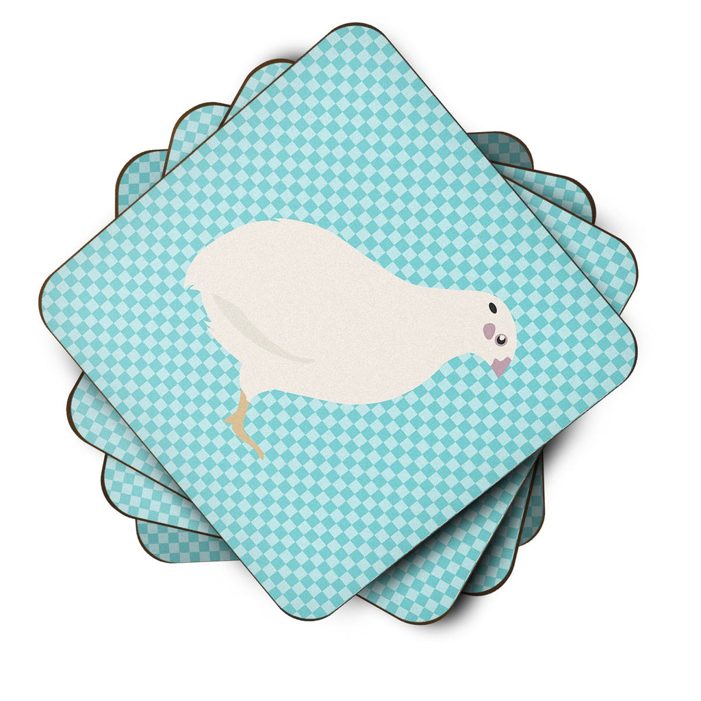 Texas Quail Blue Check Foam Coasters Set of 4 Cup Coasters for Indoor Outdoor, Tabletop Protection, Anti Slip, Mouse pad Material