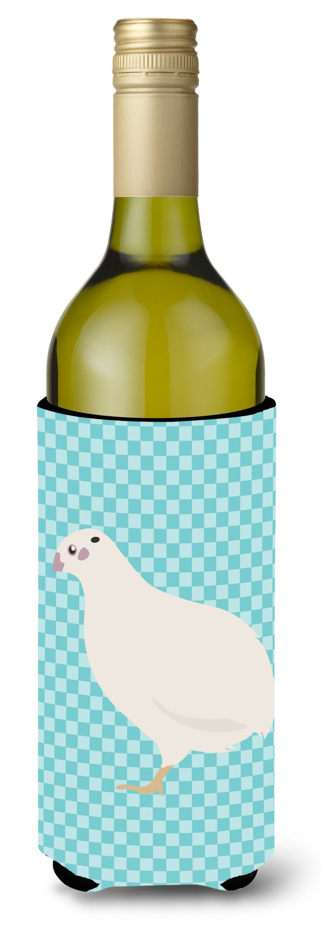 Texas Quail Blue Check Wine Bottle Hugger Gift Sleeve for Standard 750 ml Bottles, Insulated Reusable Also Fits Mini Shot & Pint Bottles