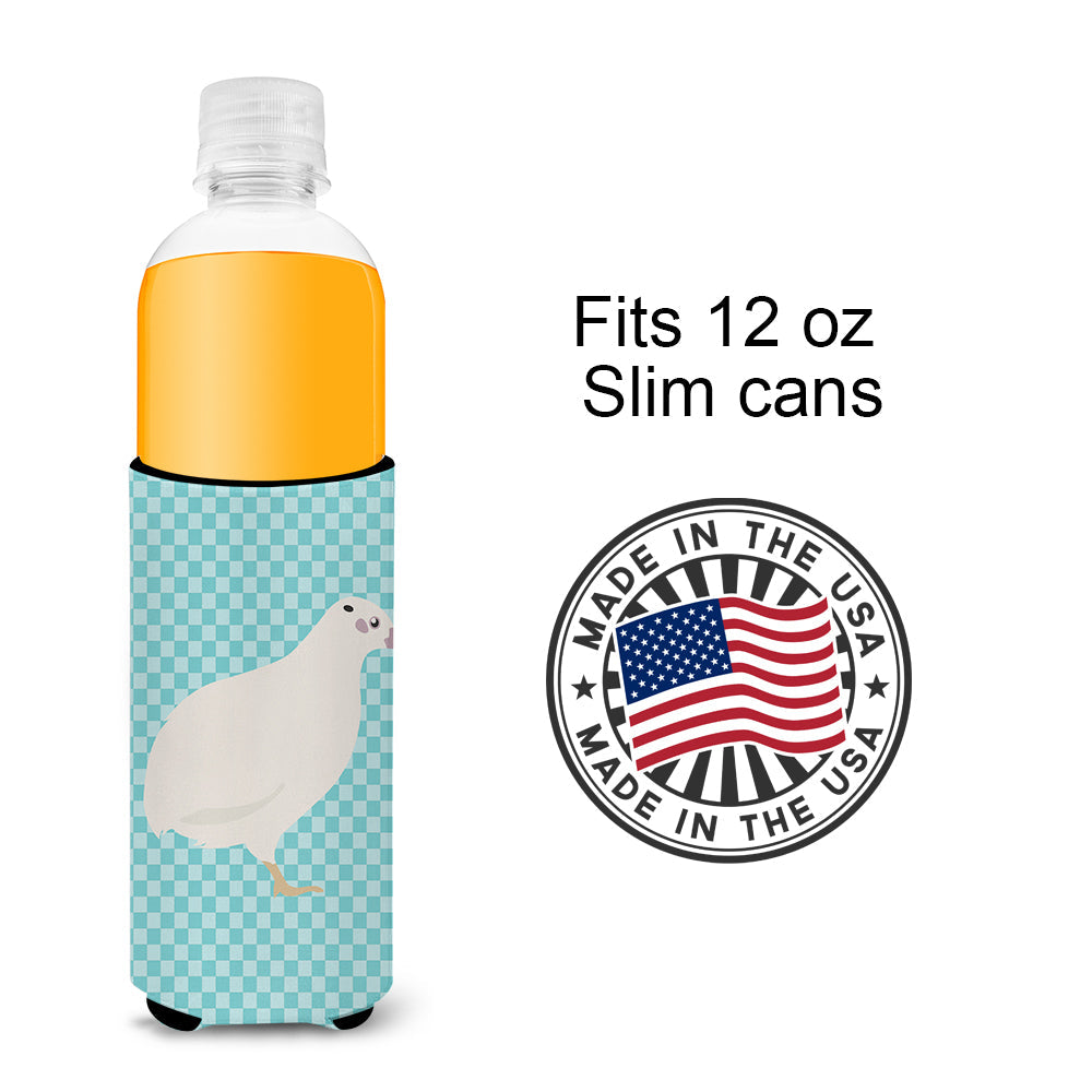 Texas Quail Blue Check Slim Can Hugger , Insulated Foam Hugger for 12 oz Slim Cans, Beer Bottles & Water Bottles, Printed in USA