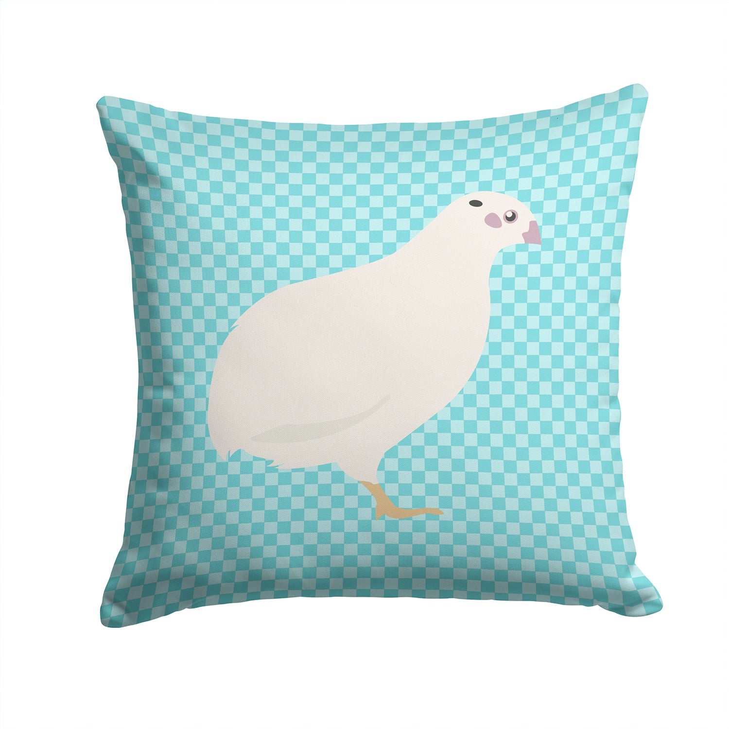 Texas Quail Blue Check Decorative Throw Pillow 14x14 Indoor Outdoor Accent Cushion, Fabric Cover with Insert for Sofa, Bed, Porch & Living Room