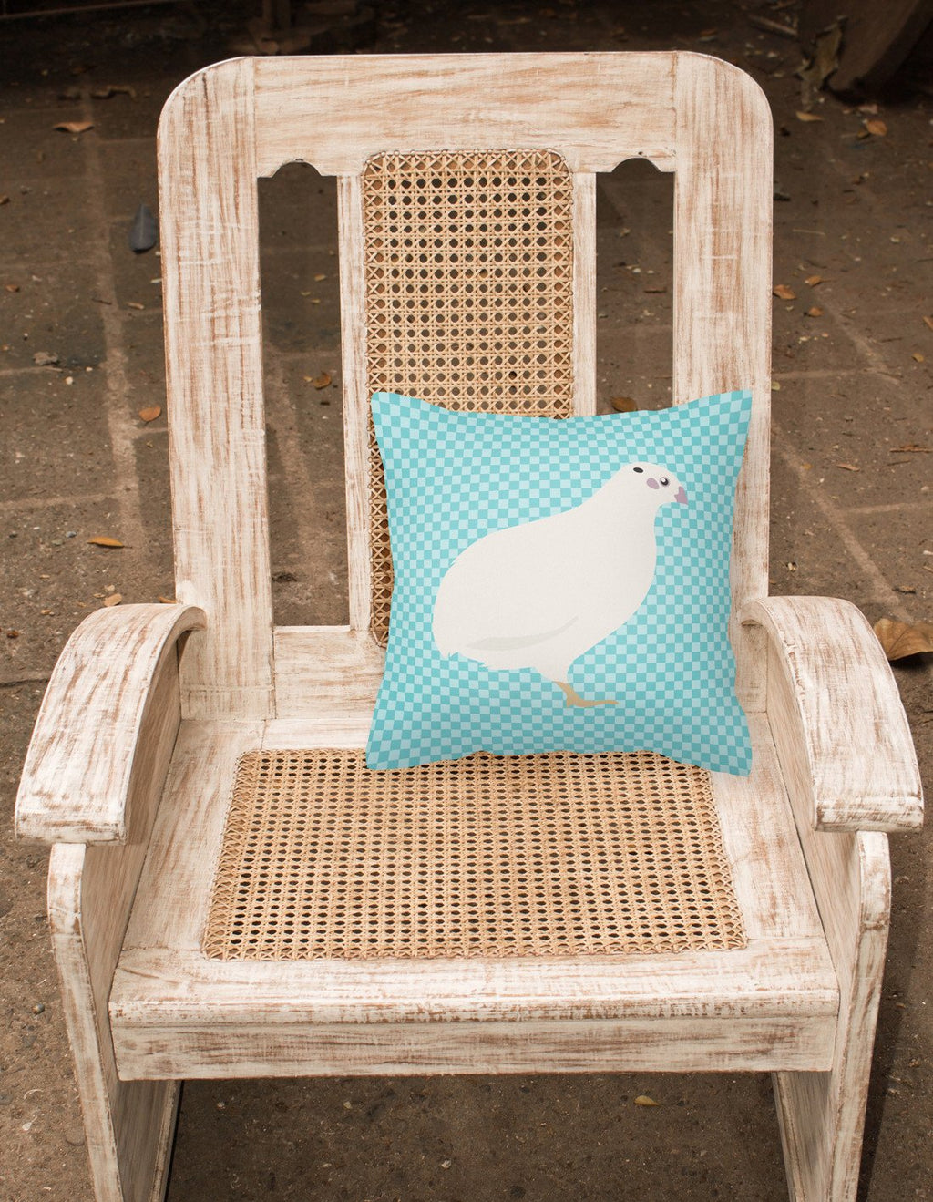 Texas Quail Blue Check Decorative Throw Pillow 18x18 Indoor Outdoor Accent Cushion, Fabric Cover with Insert for Sofa, Bed, Porch & Living Room