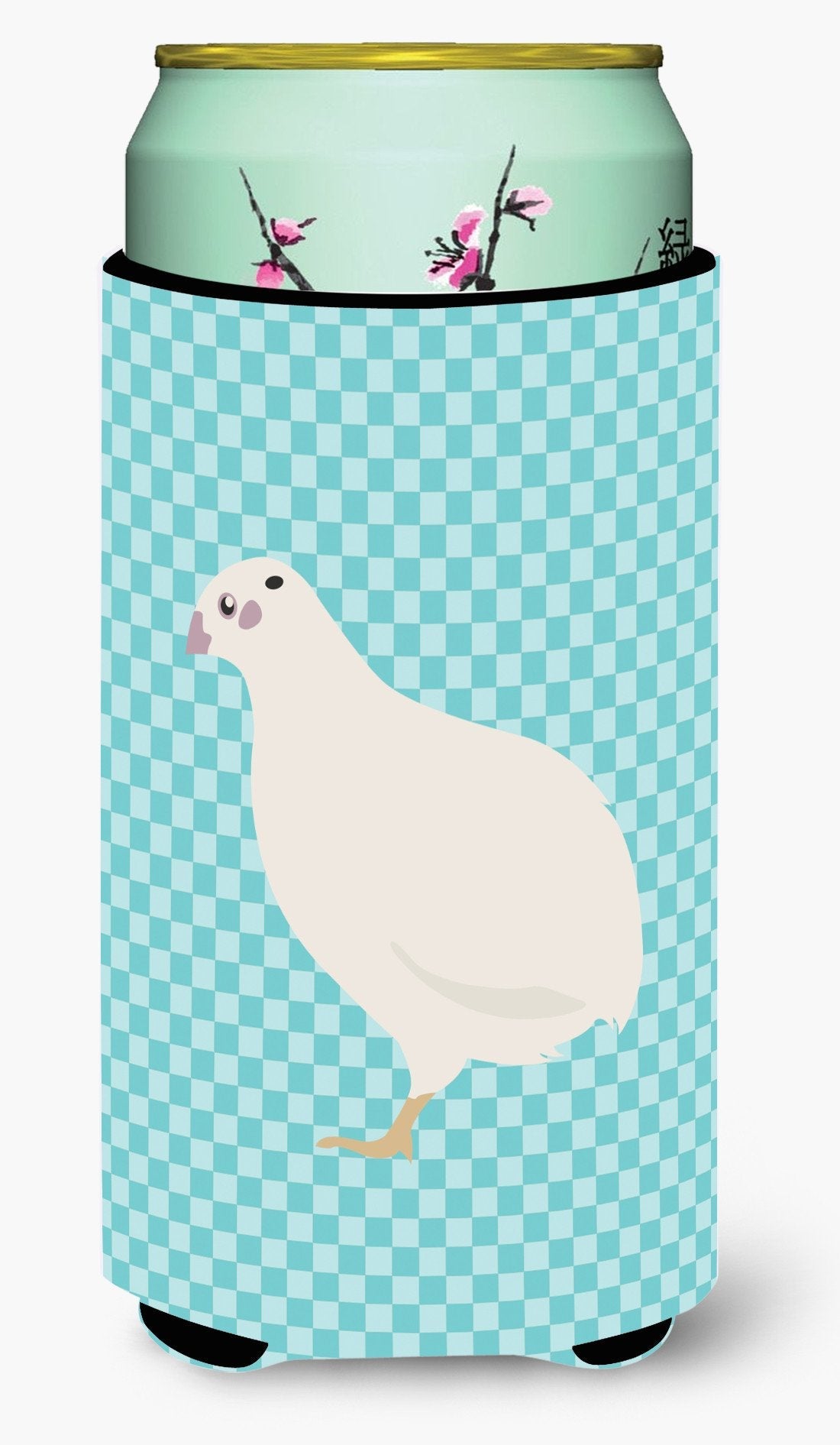 Texas Quail Blue Check Tall Boy Hugger Can Cooler Sleeve Machine Washable Drink Collapsible Insulator Beverage Insulated Holder