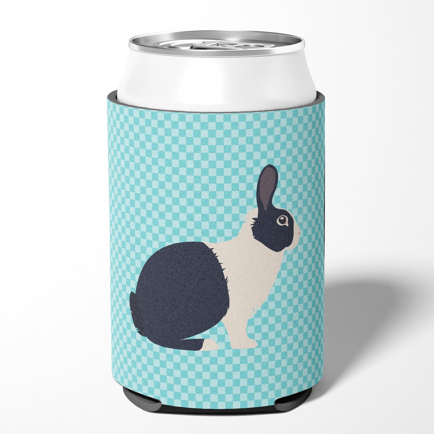 Dutch Rabbit Blue Check Can or Bottle Hugger Cooler Sleeve for Standard 12 oz Cans, Insulated Foam Beer & Soda Can Hugger Reusable