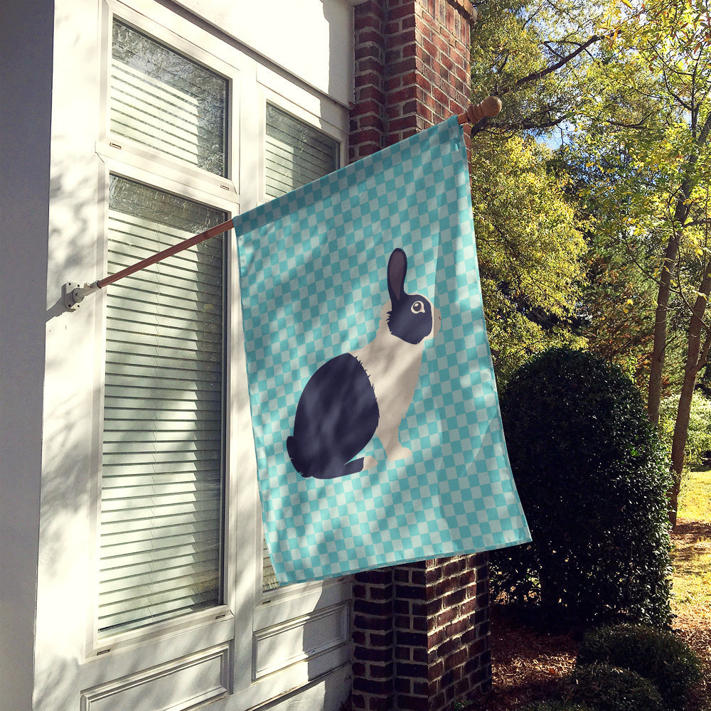 Dutch Rabbit Blue Check House Flag 28x40 Porch Sleeve Pole Decorative Outside Yard Banner Artwork Wall Hanging, Polyester