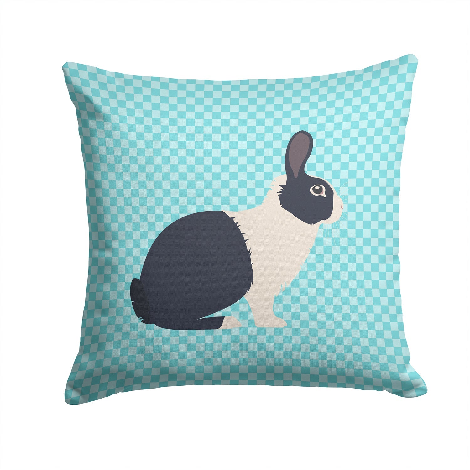Dutch Rabbit Blue Check Decorative Throw Pillow 14x14 Indoor Outdoor Accent Cushion, Fabric Cover with Insert for Sofa, Bed, Porch & Living Room