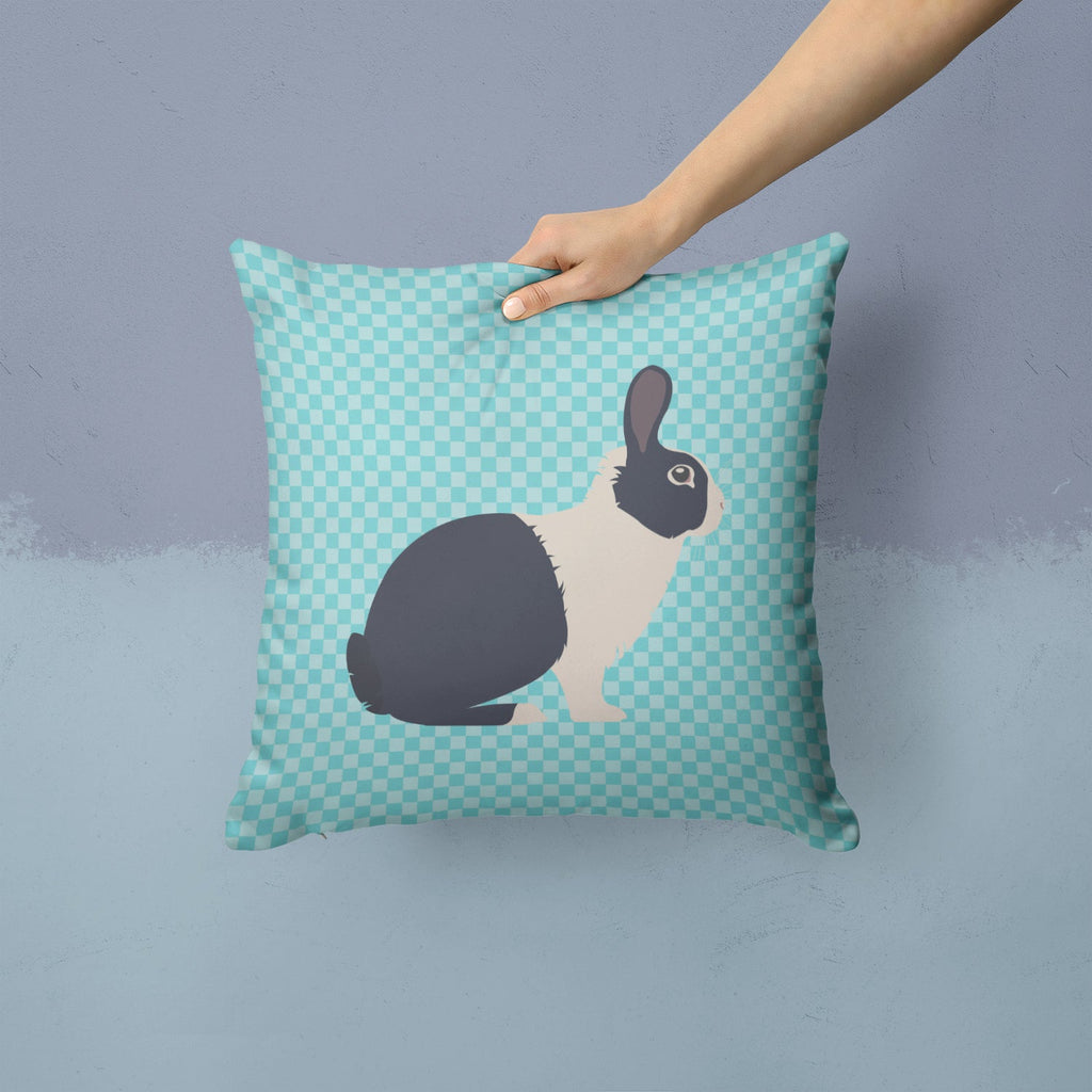 Dutch Rabbit Blue Check Decorative Throw Pillow 14x14 Indoor Outdoor Accent Cushion, Fabric Cover with Insert for Sofa, Bed, Porch & Living Room