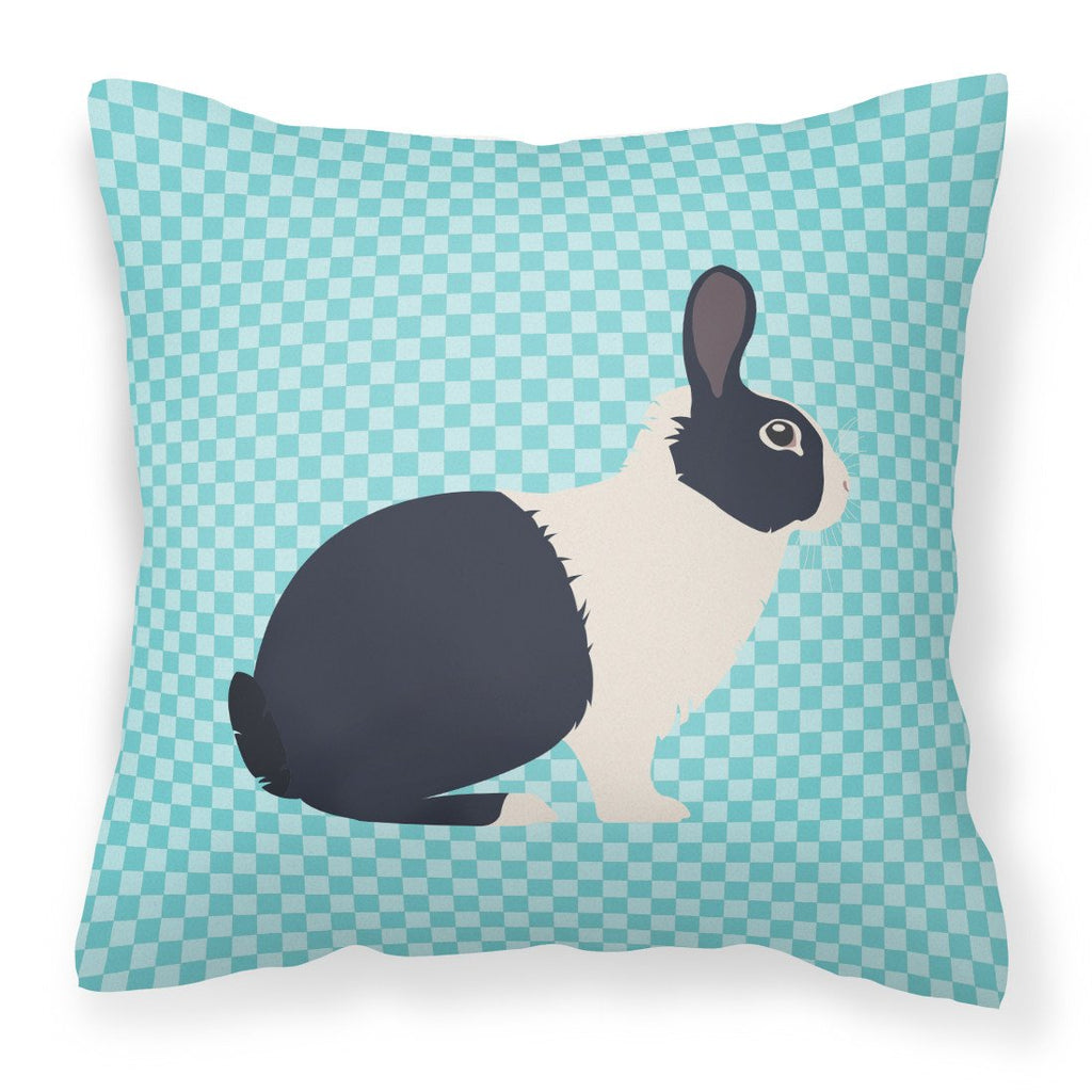 Dutch Rabbit Blue Check Decorative Throw Pillow 18x18 Indoor Outdoor Accent Cushion, Fabric Cover with Insert for Sofa, Bed, Porch & Living Room