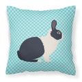 Dutch Rabbit Blue Check Decorative Throw Pillow 18x18 Indoor Outdoor Accent Cushion, Fabric Cover with Insert for Sofa, Bed, Porch & Living Room