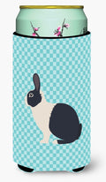 Dutch Rabbit Blue Check Tall Boy Hugger Can Cooler Sleeve Machine Washable Drink Collapsible Insulator Beverage Insulated Holder