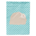 Fluffy Angora Rabbit Blue Check House Flag 28x40 Porch Sleeve Pole Decorative Outside Yard Banner Artwork Wall Hanging, Polyester