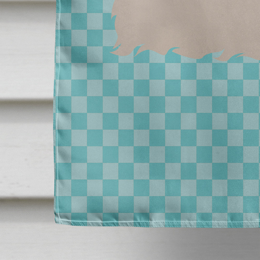 Fluffy Angora Rabbit Blue Check House Flag 28x40 Porch Sleeve Pole Decorative Outside Yard Banner Artwork Wall Hanging, Polyester