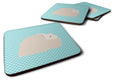 Fluffy Angora Rabbit Blue Check Foam Coasters Set of 4 Cup Coasters for Indoor Outdoor, Tabletop Protection, Anti Slip, Mouse pad Material