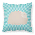 Fluffy Angora Rabbit Blue Check Decorative Throw Pillow 18x18 Indoor Outdoor Accent Cushion, Fabric Cover with Insert for Sofa, Bed, Porch & Living Room