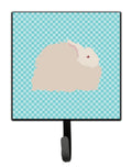 Fluffy Angora Rabbit Blue Check Leash or Key Holder Wall Hooks, Key Hooks Holder, Coat Rack Wall Mount, Coat Hooks, Hooks for Hanging Keys, Towels, Aprons, Leashes