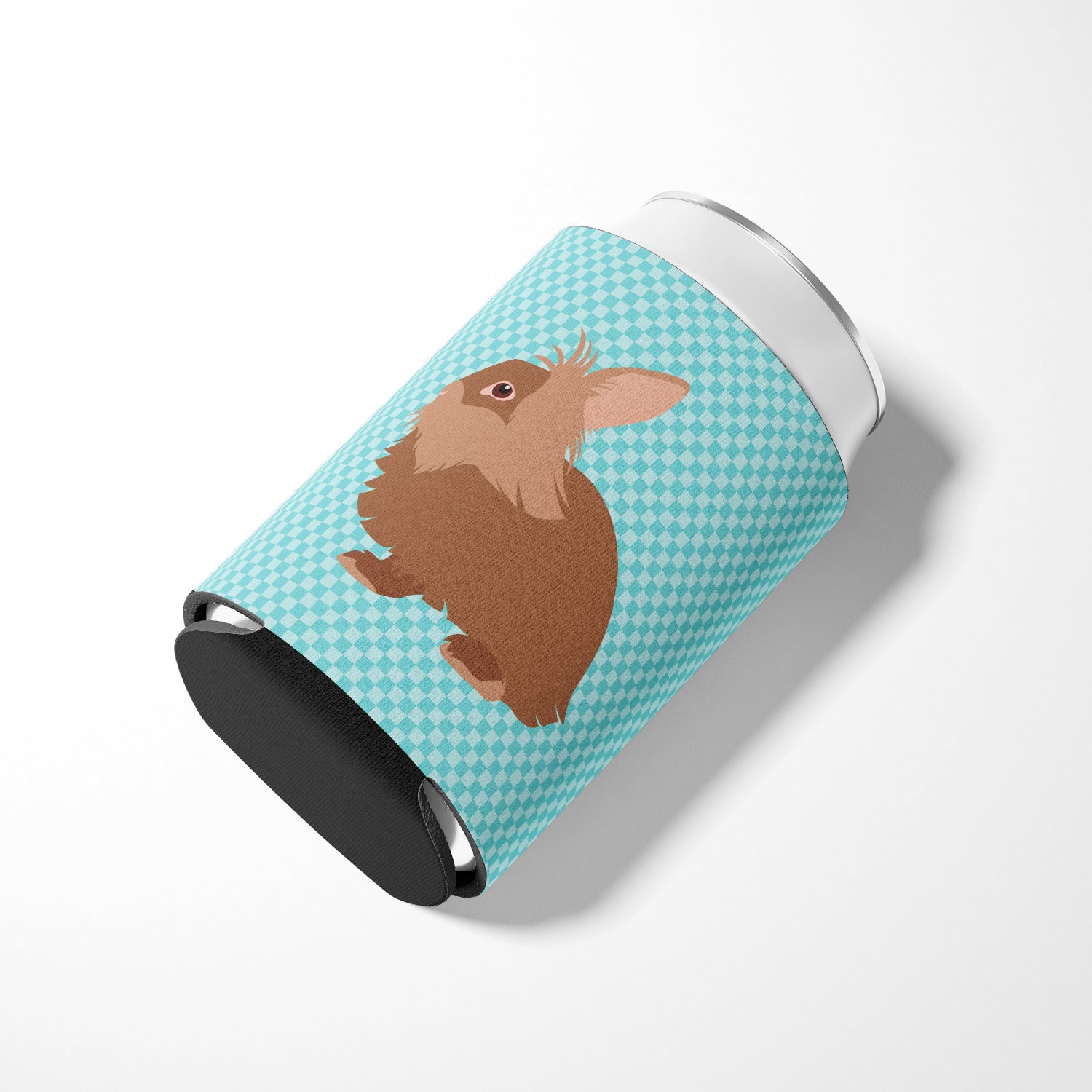 Lionhead Rabbit Blue Check Can or Bottle Hugger Cooler Sleeve for Standard 12 oz Cans, Insulated Foam Beer & Soda Can Hugger Reusable