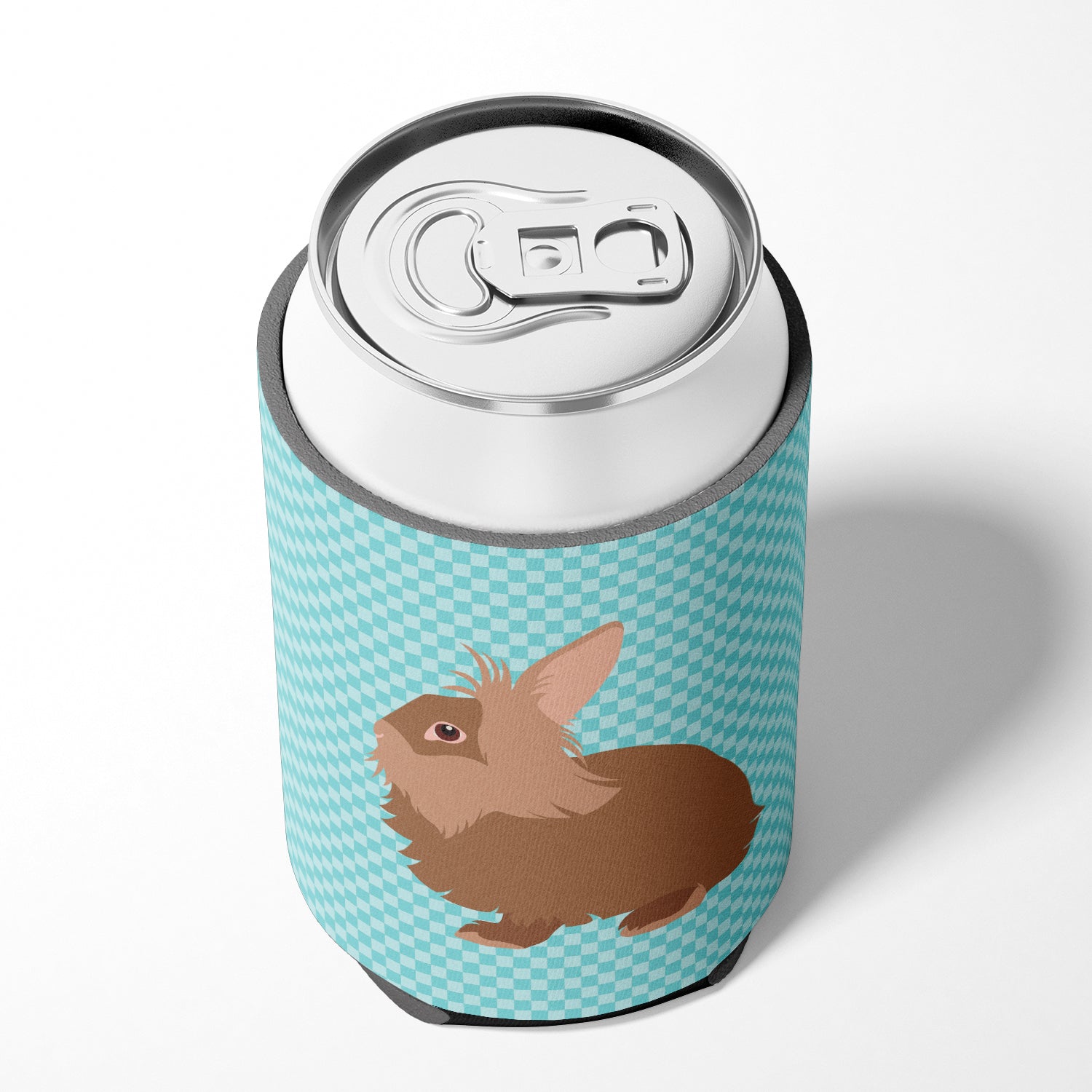 Lionhead Rabbit Blue Check Can or Bottle Hugger Cooler Sleeve for Standard 12 oz Cans, Insulated Foam Beer & Soda Can Hugger Reusable