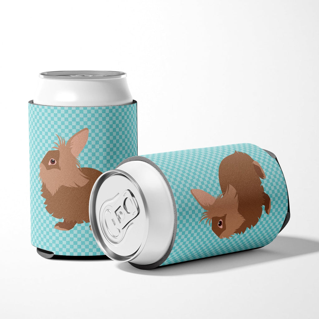 Lionhead Rabbit Blue Check Can or Bottle Hugger Cooler Sleeve for Standard 12 oz Cans, Insulated Foam Beer & Soda Can Hugger Reusable