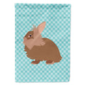 Lionhead Rabbit Blue Check House Flag 28x40 Porch Sleeve Pole Decorative Outside Yard Banner Artwork Wall Hanging, Polyester