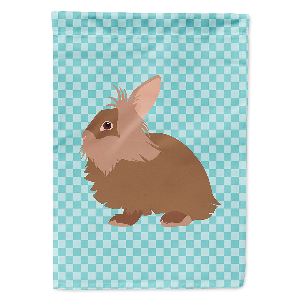 Lionhead Rabbit Blue Check House Flag 28x40 Porch Sleeve Pole Decorative Outside Yard Banner Artwork Wall Hanging, Polyester