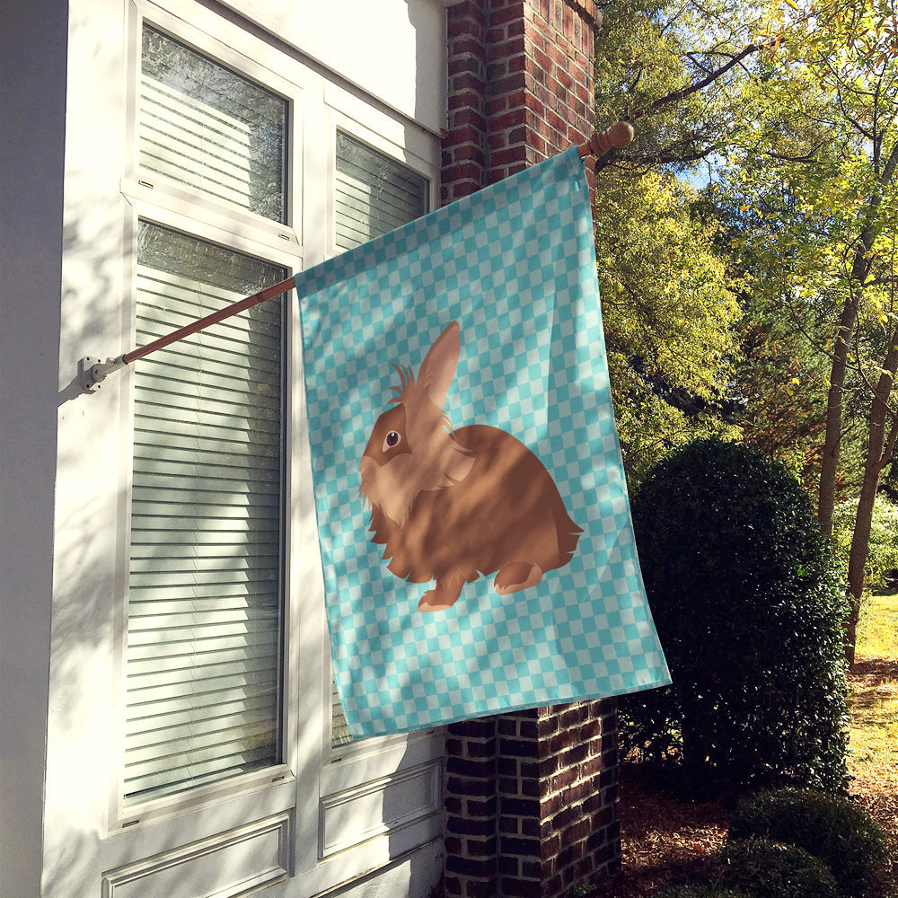 Lionhead Rabbit Blue Check House Flag 28x40 Porch Sleeve Pole Decorative Outside Yard Banner Artwork Wall Hanging, Polyester