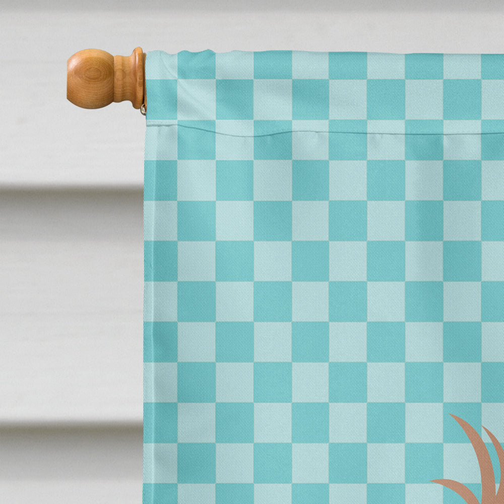 Lionhead Rabbit Blue Check House Flag 28x40 Porch Sleeve Pole Decorative Outside Yard Banner Artwork Wall Hanging, Polyester