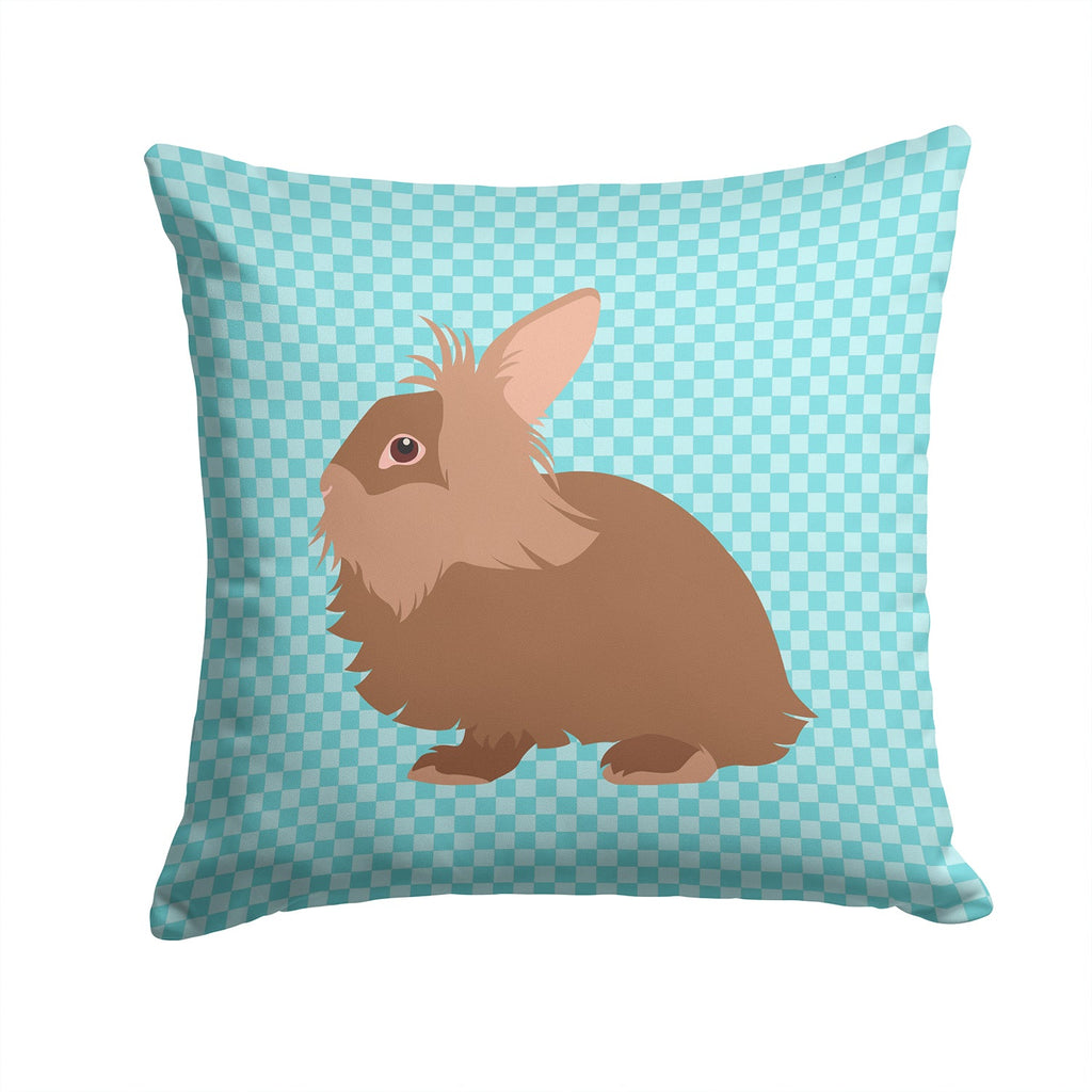 Lionhead Rabbit Blue Check Decorative Throw Pillow 14x14 Indoor Outdoor Accent Cushion, Fabric Cover with Insert for Sofa, Bed, Porch & Living Room