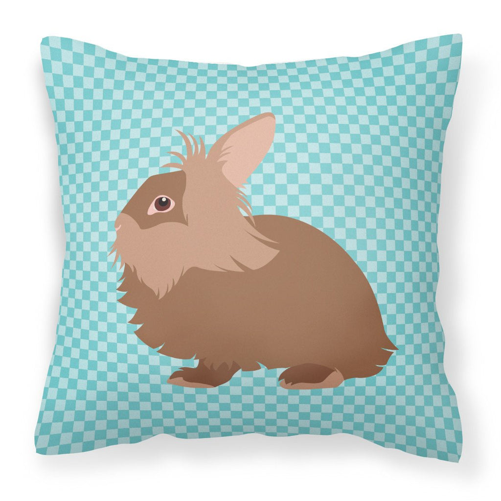 Lionhead Rabbit Blue Check Decorative Throw Pillow 18x18 Indoor Outdoor Accent Cushion, Fabric Cover with Insert for Sofa, Bed, Porch & Living Room