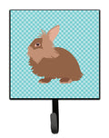 Lionhead Rabbit Blue Check Leash or Key Holder Wall Hooks, Key Hooks Holder, Coat Rack Wall Mount, Coat Hooks, Hooks for Hanging Keys, Towels, Aprons, Leashes