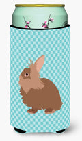 Lionhead Rabbit Blue Check Tall Boy Hugger Can Cooler Sleeve Machine Washable Drink Collapsible Insulator Beverage Insulated Holder