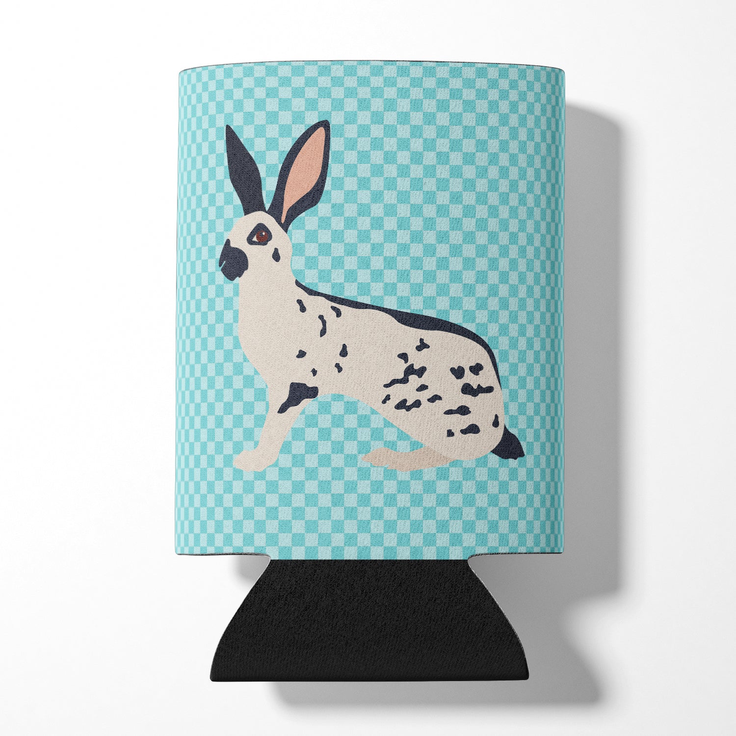 English Spot Rabbit Blue Check Can or Bottle Hugger Cooler Sleeve for Standard 12 oz Cans, Insulated Foam Beer & Soda Can Hugger Reusable
