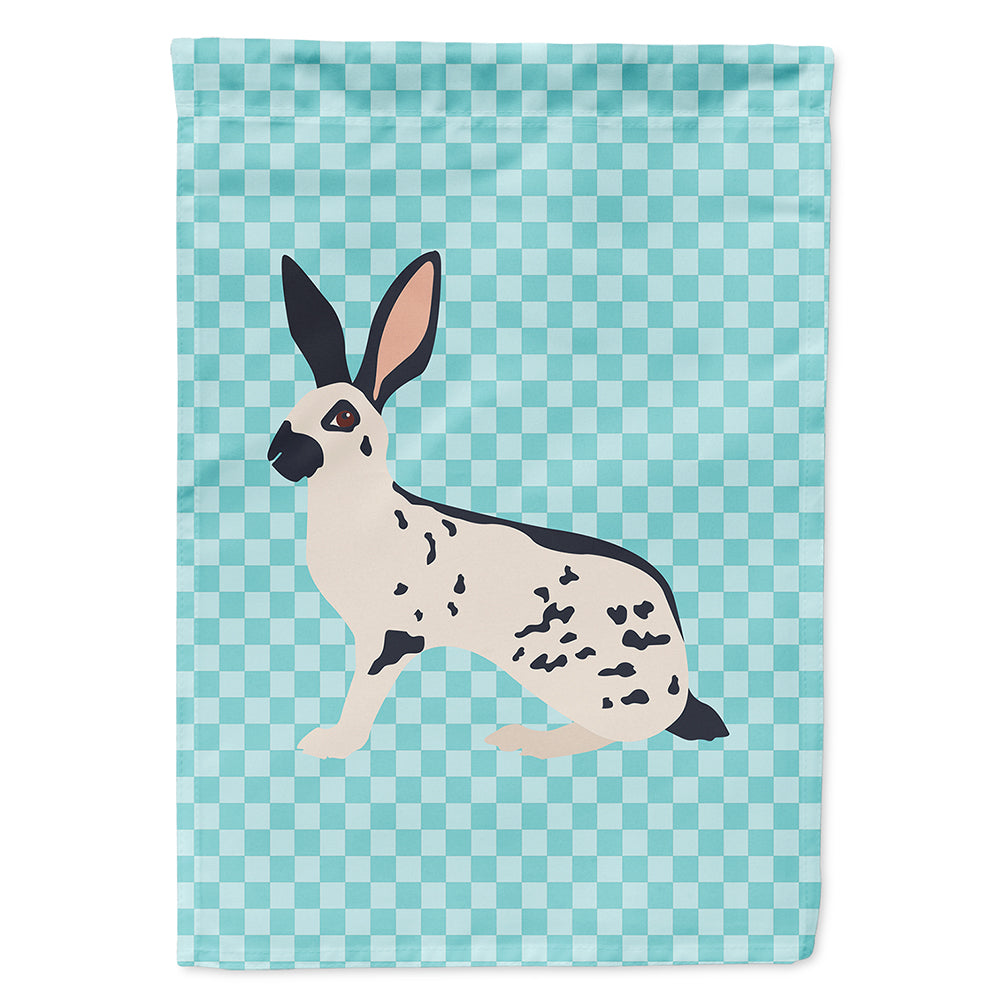 English Spot Rabbit Blue Check House Flag 28x40 Porch Sleeve Pole Decorative Outside Yard Banner Artwork Wall Hanging, Polyester