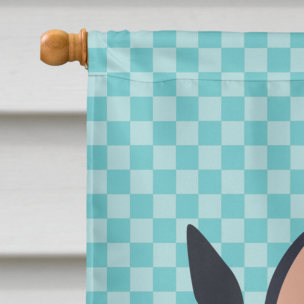 English Spot Rabbit Blue Check House Flag 28x40 Porch Sleeve Pole Decorative Outside Yard Banner Artwork Wall Hanging, Polyester