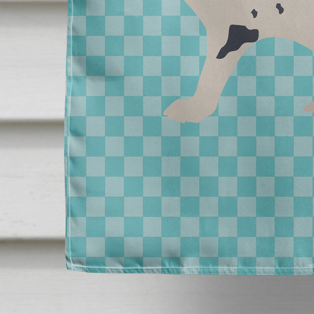 English Spot Rabbit Blue Check House Flag 28x40 Porch Sleeve Pole Decorative Outside Yard Banner Artwork Wall Hanging, Polyester