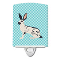 English Spot Rabbit Blue Check Ceramic Night Light Compact, UL-Certified, Ideal for Bedroom, Bathroom, Nursery, Hallway, Kitchen, 6x4x3, Multicolor