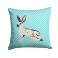 English Spot Rabbit Blue Check Decorative Throw Pillow 14x14 Indoor Outdoor Accent Cushion, Fabric Cover with Insert for Sofa, Bed, Porch & Living Room